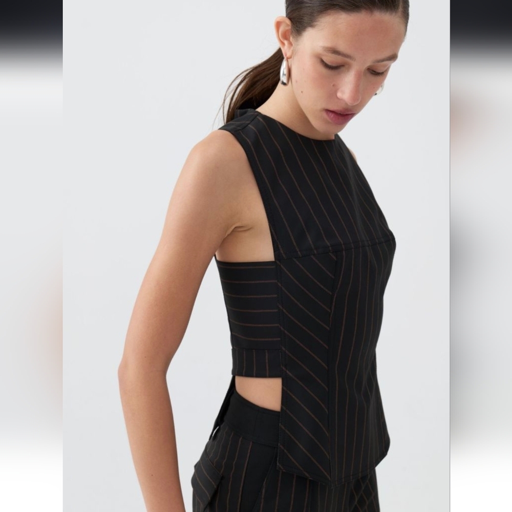 Black Striped Women's Vest